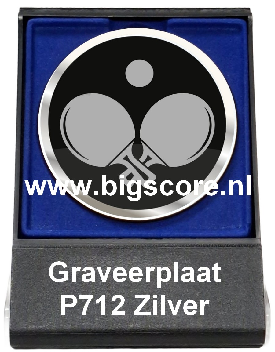 Tafeltennis Acryl in medailledoosje Blauw-Zwart G/Z/B